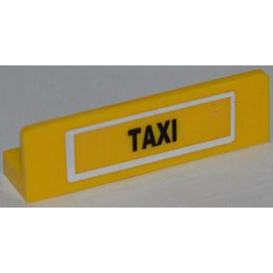 yellow panel 1 x 4 x 1 with black taxi in white rectangle pattern sticker - set 7937