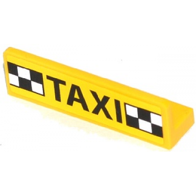 yellow panel 1 x 4 x 1 with black taxi and black and white checkered pattern sticker - set 60050