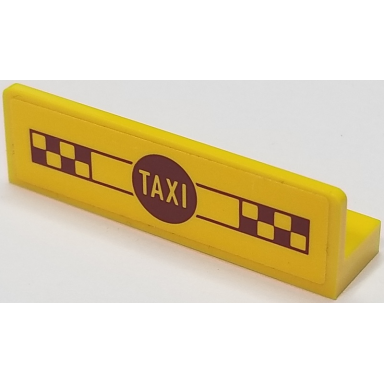 yellow panel 1 x 4 x 1 with taxi in circle and checkered boxes pattern sticker - set 76057