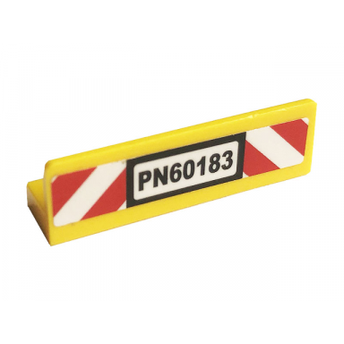 yellow panel 1 x 4 x 1 with pn60183 and red and white danger stripes pattern sticker - set 60183