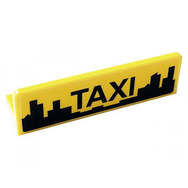 yellow panel 1 x 4 x 1 with black taxi and buildings pattern sticker - set 60233
