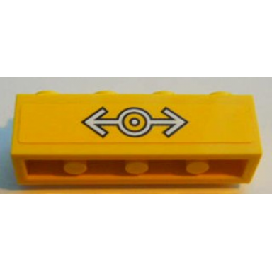 brick modified 1 x 4 with studs on side with train logo white on yellow background pattern sticker - set 7939