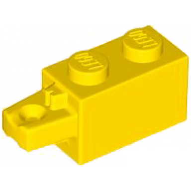 yellow hinge brick 1 x 2 locking with 1 finger horizontal end
