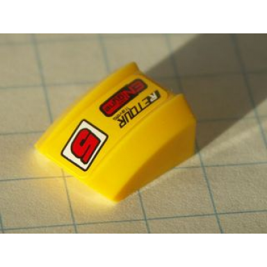yellow slope curved 2 x 2 lip with red 5 and black retour and red engyne pattern model right side sticker - set 8122