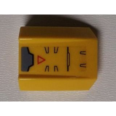 yellow slope curved 2 x 2 lip with small red triangle pattern sticker - set 7712