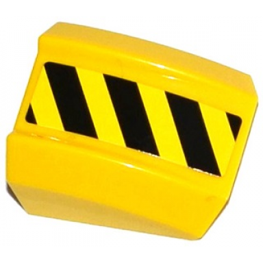 yellow slope curved 2 x 2 lip with black and yellow danger stripes pattern model left side sticker - set 70814
