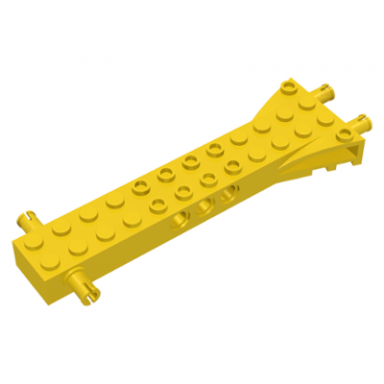 yellow brick modified 2 x 12 with 2 side pins and 2 end pins technic holes and 4w flared end