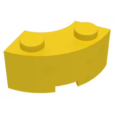 yellow brick round corner 2 x 2 macaroni with stud notch