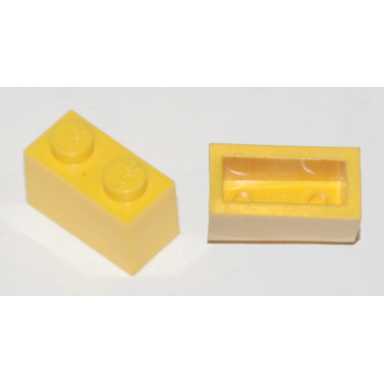yellow brick 1 x 2 without bottom tube
