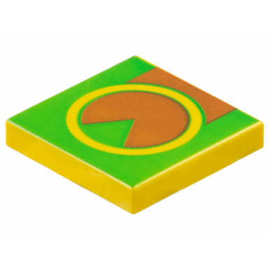 yellow tile 2 x 2 with green and brown pattern