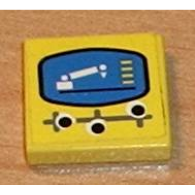 yellow tile 2 x 2 with robot arm controls pattern sticker - set 8286