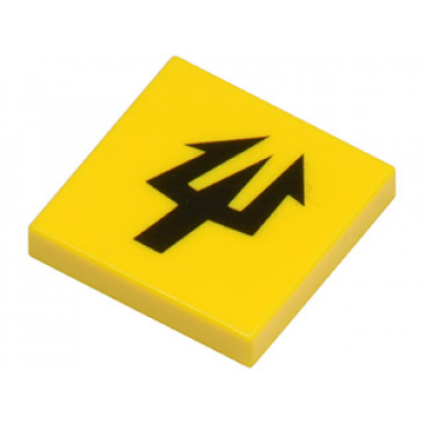 yellow tile 2 x 2 with black trident pattern aquaraiders ii logo