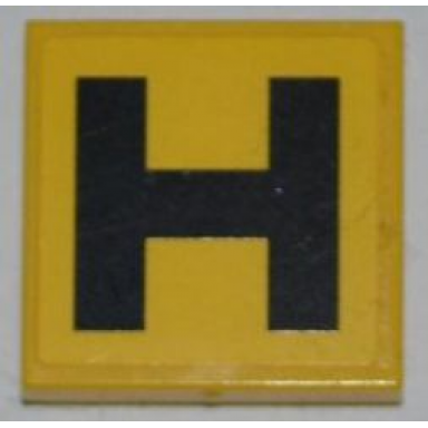yellow tile 2 x 2 with black h on yellow background pattern sticker - set 8186