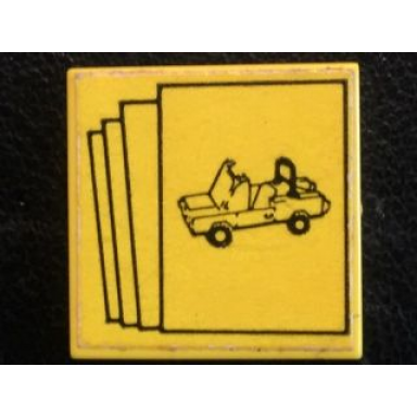 yellow tile 2 x 2 with car brochures pattern sticker - set 10041