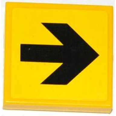 yellow tile 2 x 2 with arrow black on yellow background pattern sticker - set 4207