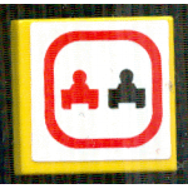 yellow tile 2 x 2 with red and black race car silhouettes in red border on white background no passing zone pattern sticker - set 8364