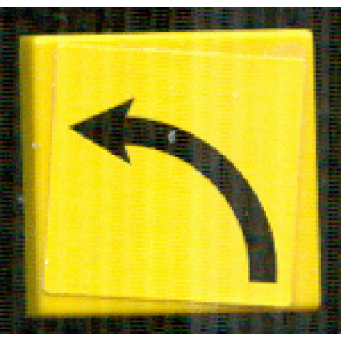 yellow tile 2 x 2 with arrow black long curved counterclockwise left pattern sticker - set 8364
