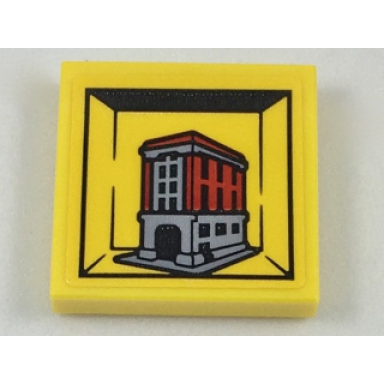 yellow tile 2 x 2 with miniature set 75827 firehouse headquarters pattern sticker - set 40178