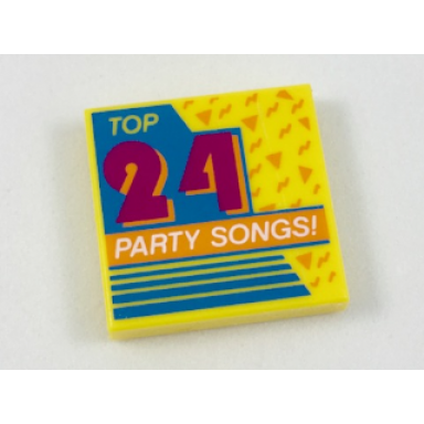 yellow tile 2 x 2 with top 24 party songs! album cover pattern