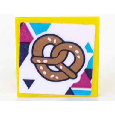 yellow tile 2 x 2 with pretzel with dark blue magenta and medium azure triangles pattern sticker - set 41322