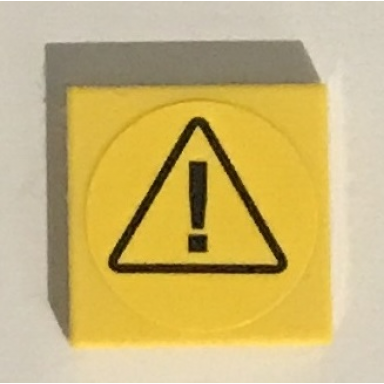 yellow tile 2 x 2 with warning sign black triangle and exclamation mark pattern sticker - set 60122