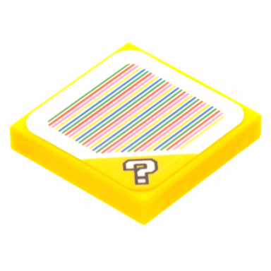 yellow tile 2 x 2 with super mario scanner code question mark block pattern sticker - sets 30385 71360 71369 71387 71390 71403 71412 71432 71437 71439 77907