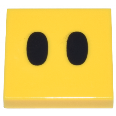 yellow tile 2 x 2 with black ovals eyes pattern super mario lava bubble face