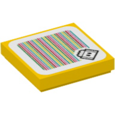 yellow tile 2 x 2 with super mario scanner code lava bubble pattern sticker - set 71376