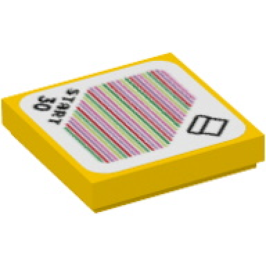 yellow tile 2 x 2 with super mario scanner code pipe and start 30 pattern sticker - set 71380