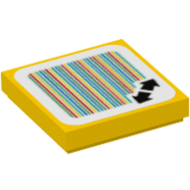yellow tile 2 x 2 with super mario scanner code double arrows pattern sticker - set 71383