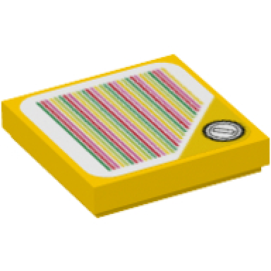 yellow tile 2 x 2 with super mario scanner code coin block pattern sticker - set 71381