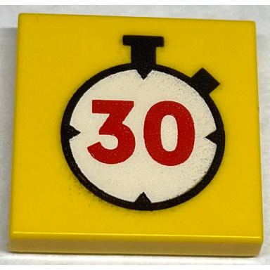 yellow tile 2 x 2 with watch stopwatch pattern