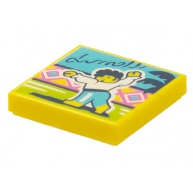yellow tile 2 x 2 with beatbit album cover - flamenco dancer pattern