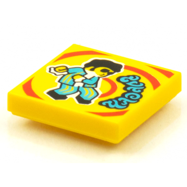 yellow tile 2 x 2 with beatbit album cover - dancer in pinstriped suit pattern