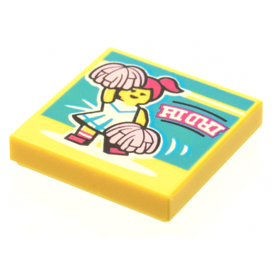 yellow tile 2 x 2 with beatbit album cover - cheerleader pattern