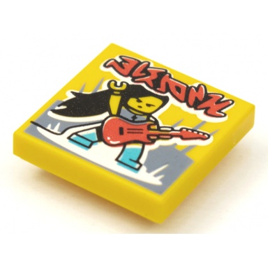 yellow tile 2 x 2 with beatbit album cover - rock guitarist pattern
