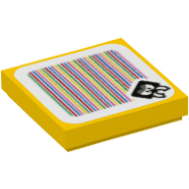 yellow tile 2 x 2 with super mario scanner code scuttlebug pattern sticker - set 71394