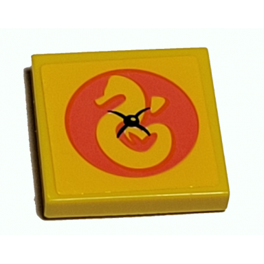 yellow tile 2 x 2 with heartlake rescue logo in coral circle pattern sticker - set 41380