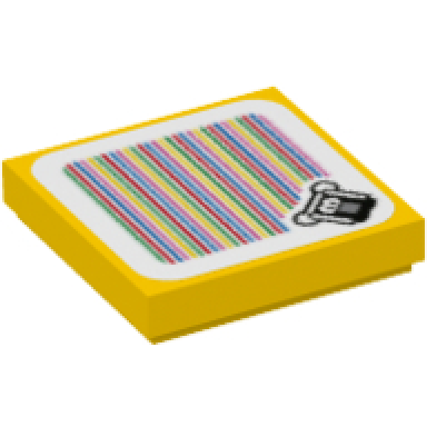 yellow tile 2 x 2 with super mario scanner code stingby pattern sticker - set 71402