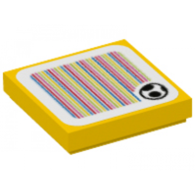 yellow tile 2 x 2 with super mario scanner code yoshi egg pattern sticker - set 71400