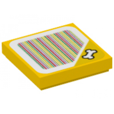 yellow tile 2 x 2 with super mario scanner code golden bone pattern sticker - set 71399