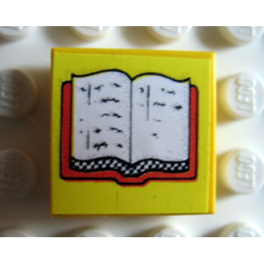 yellow tile 2 x 2 with book open pattern sticker - set 230-1
