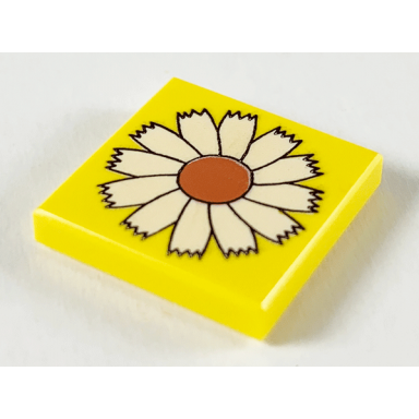 yellow tile 2 x 2 with flower pattern