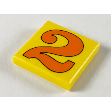 tile 2 x 2 with number 2 orange pattern