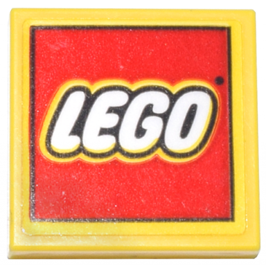 yellow tile 2 x 2 with large lego logo on yellow background pattern sticker - set 40817