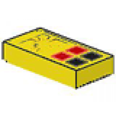 yellow tile 1 x 2 with red and black buttons computer pattern