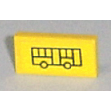 yellow tile 1 x 2 with bus pattern sticker - set 7641
