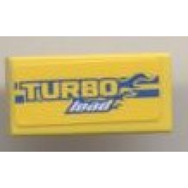 yellow tile 1 x 2 with turbo load pattern sticker - set 8124