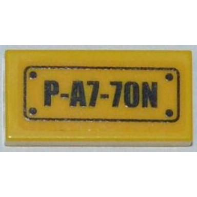 yellow tile 1 x 2 with p-a7-7on pattern sticker - set 7050