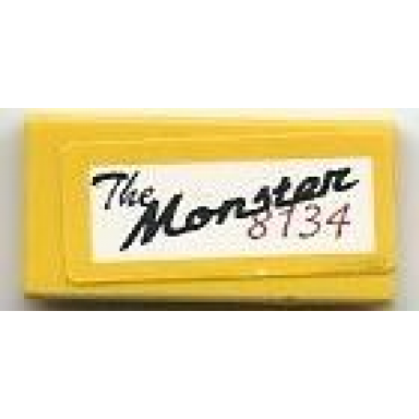 yellow tile 1 x 2 with the monster 8134 pattern sticker - set 8134